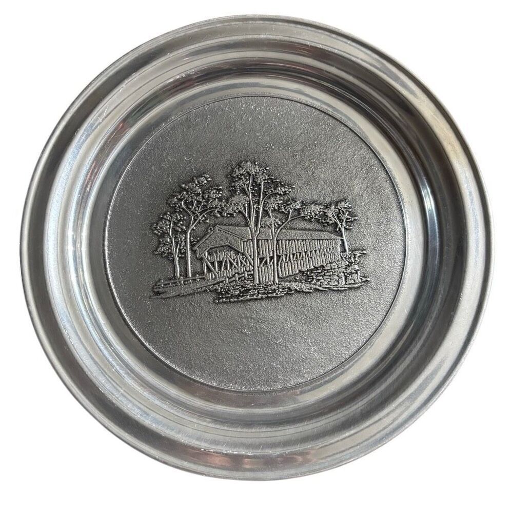 Wilton Columbia 11” Pewter Covered Bridge Plate